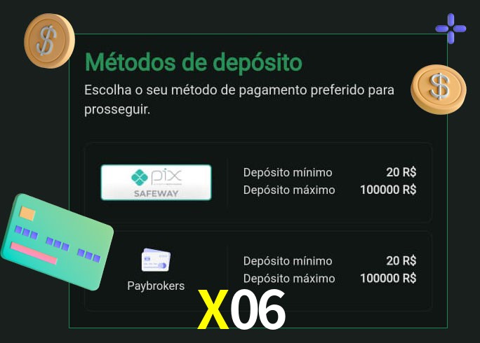 O cassino X06 oferece uma grande variedade de métodos de pagamento